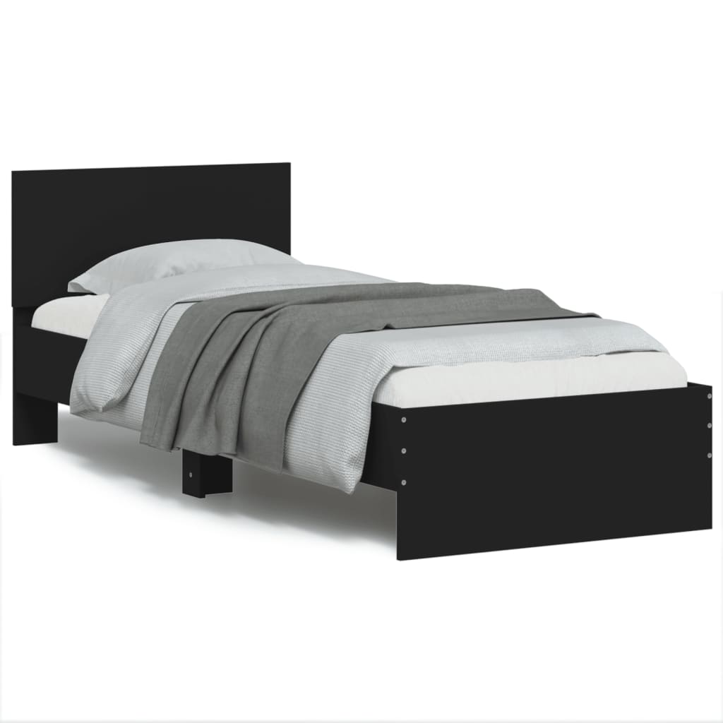 Bed Frame without Mattress with Headboard Black 90x190 cm Single