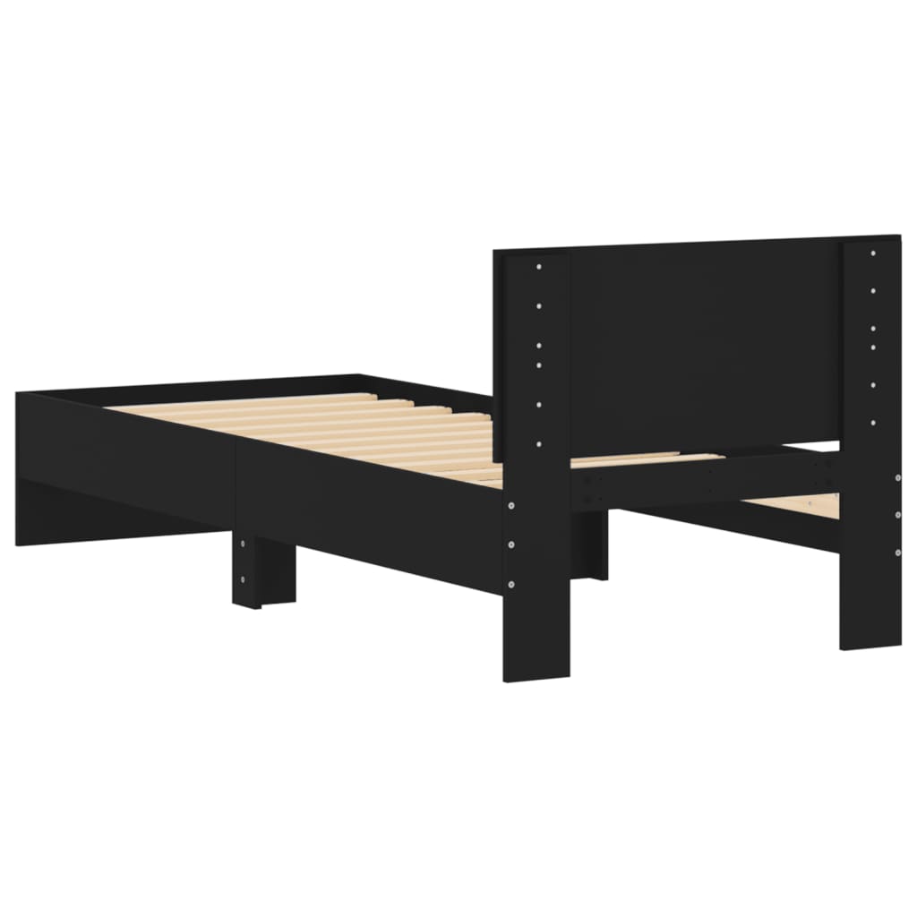 Bed Frame without Mattress with Headboard Black 90x190 cm Single