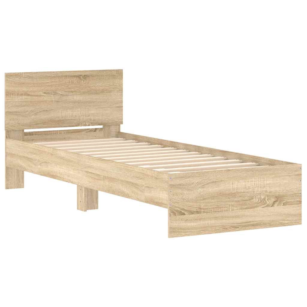 Bed Frame without Mattress with Headboard Sonoma Oak 90x190 cm Single