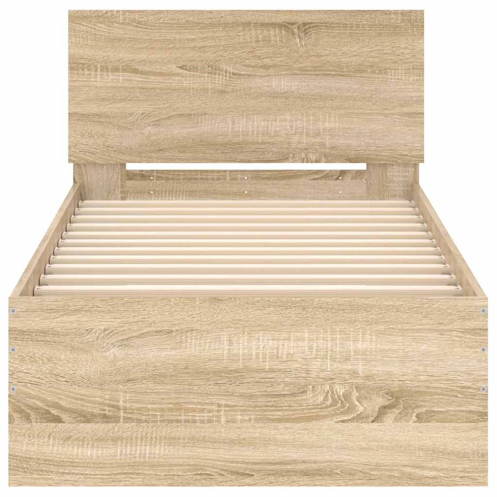Bed Frame without Mattress with Headboard Sonoma Oak 90x190 cm Single