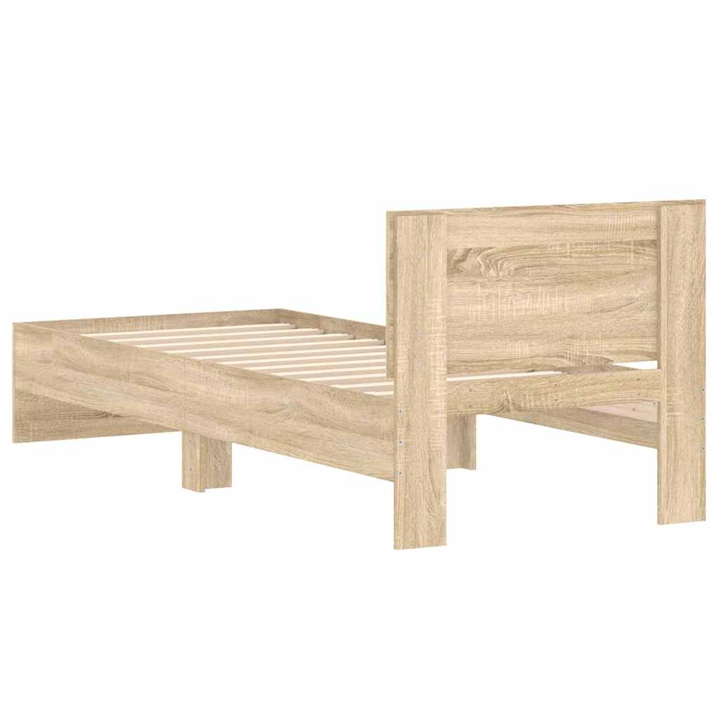 Bed Frame without Mattress with Headboard Sonoma Oak 90x190 cm Single