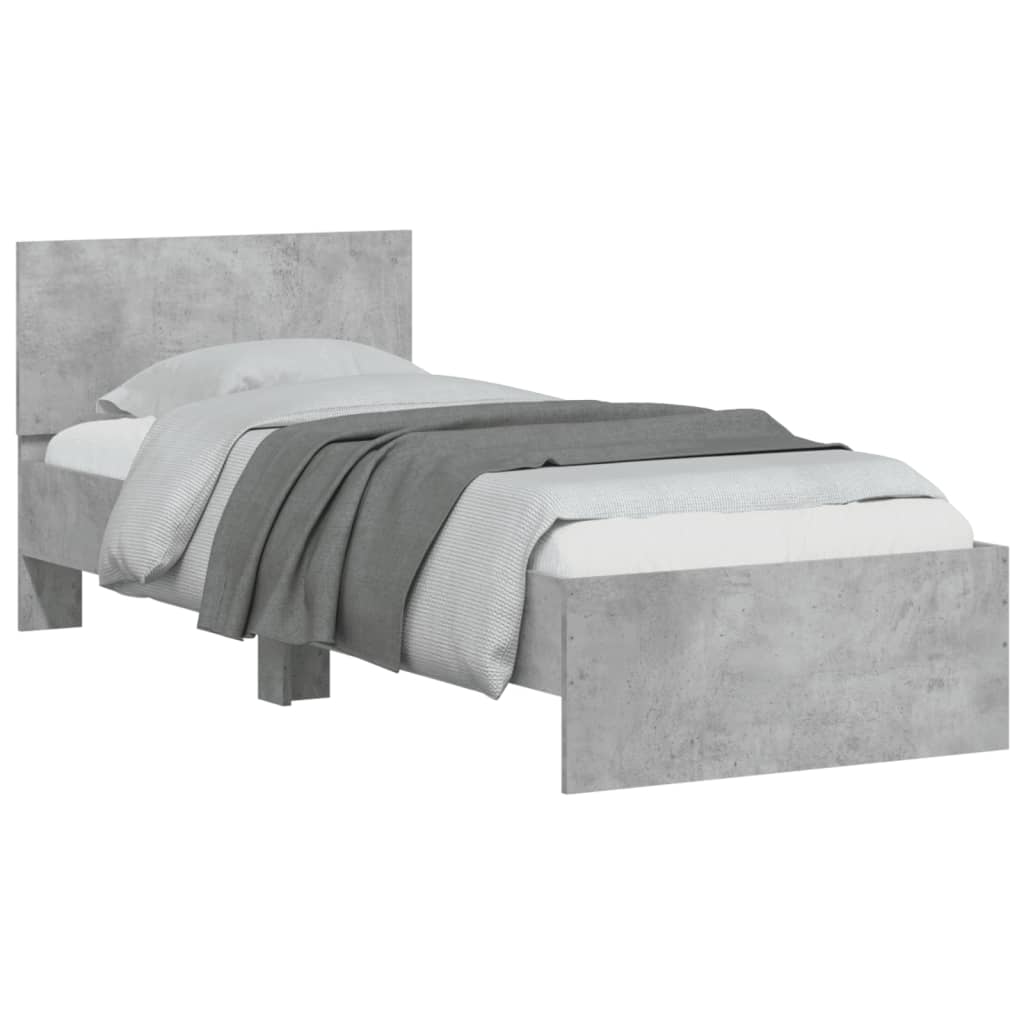 Bed Frame without Mattress with Headboard Concrete Grey 90x190 cm Single