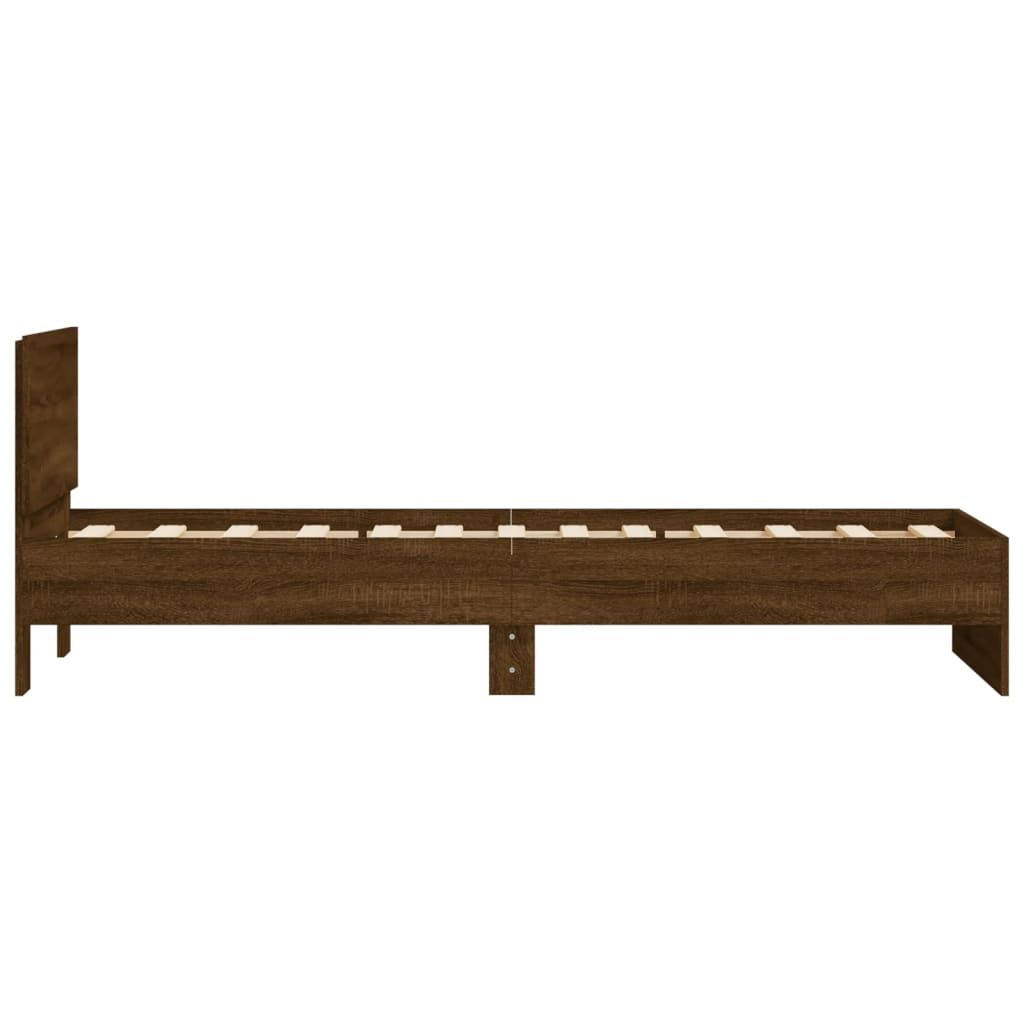Bed Frame without Mattress with Headboard Brown Oak 90x190 cm Single