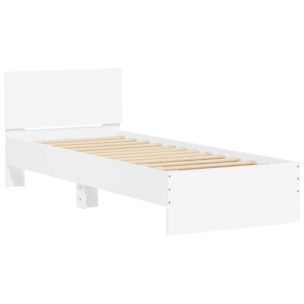 Bed Frame without Mattress with Headboard White 75x190 cm Small Single