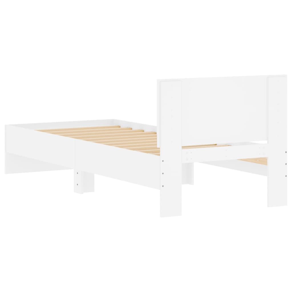 Bed Frame without Mattress with Headboard White 75x190 cm Small Single
