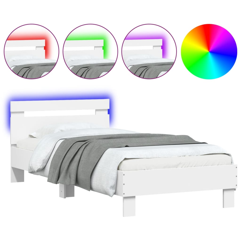 Bed Frame without Mattress with LED Lights White 90x200 cm