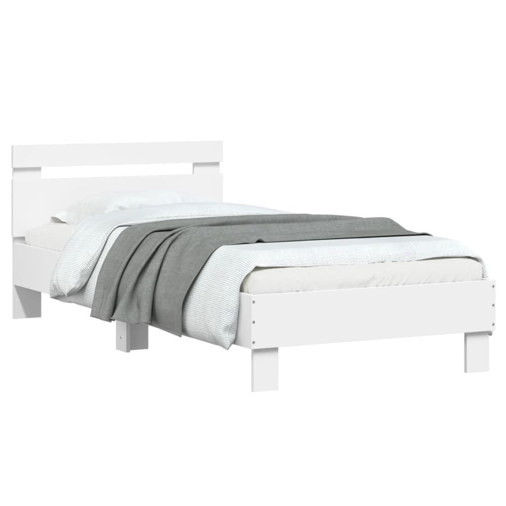 Bed Frame without Mattress with LED Lights White 90x200 cm