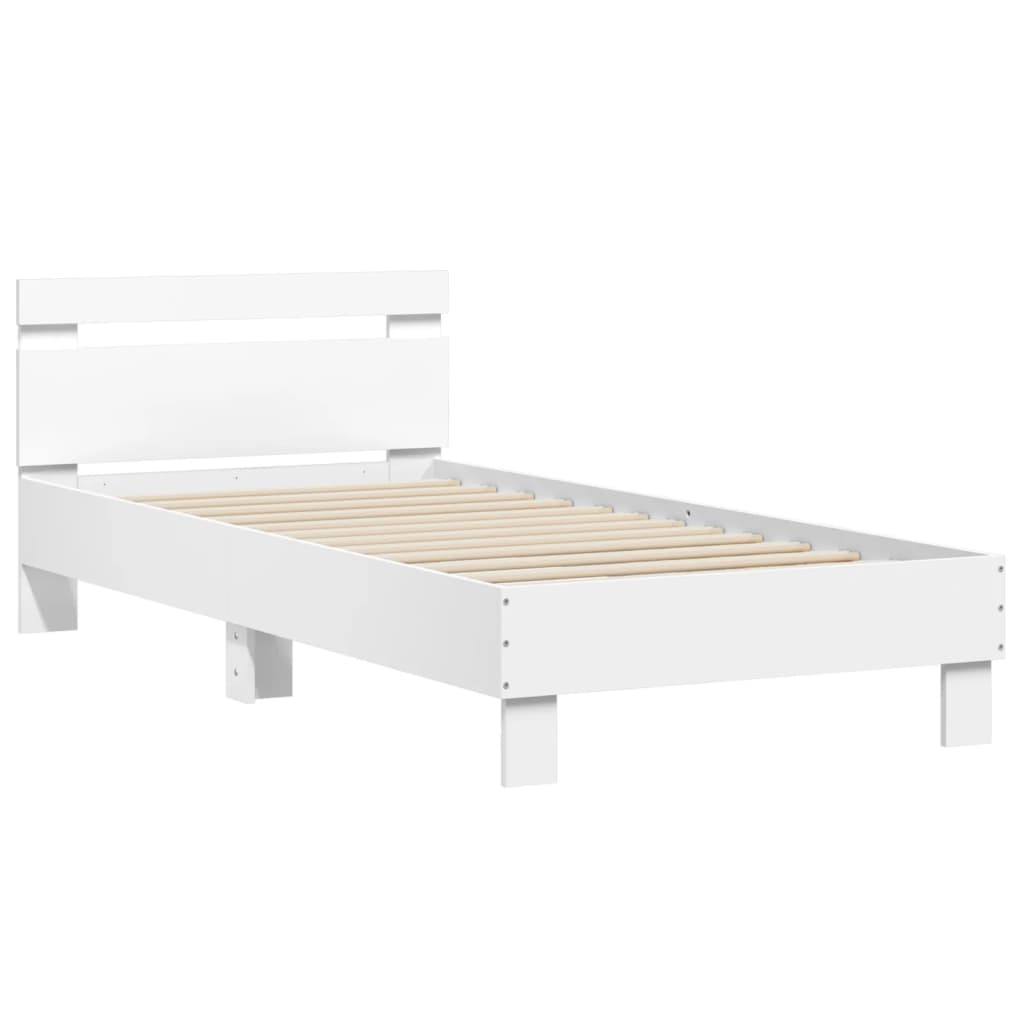 Bed Frame without Mattress with LED Lights White 90x200 cm