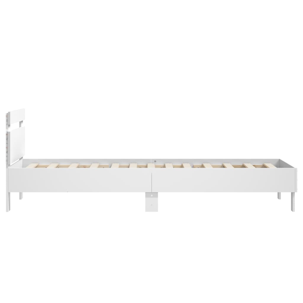 Bed Frame without Mattress with LED Lights White 90x200 cm
