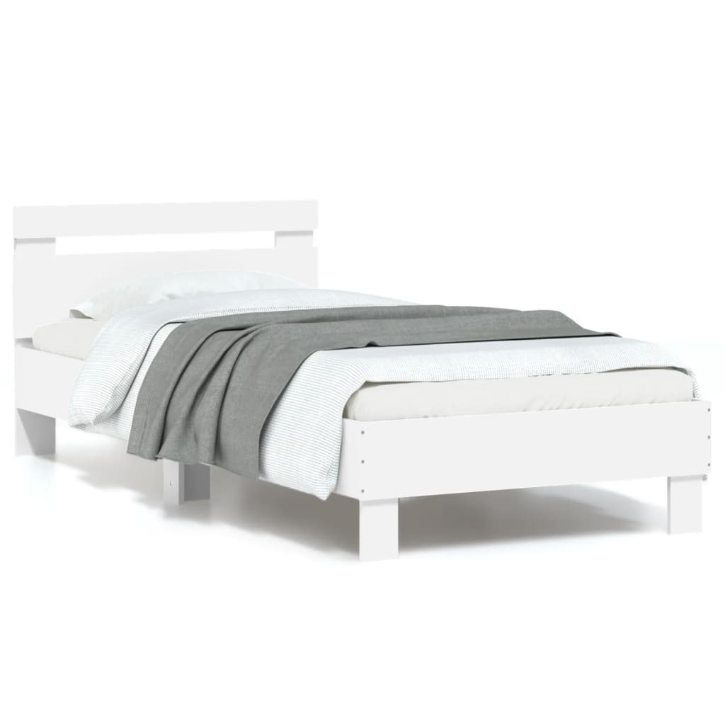 Bed Frame without Mattress with LED Lights White 90x200 cm