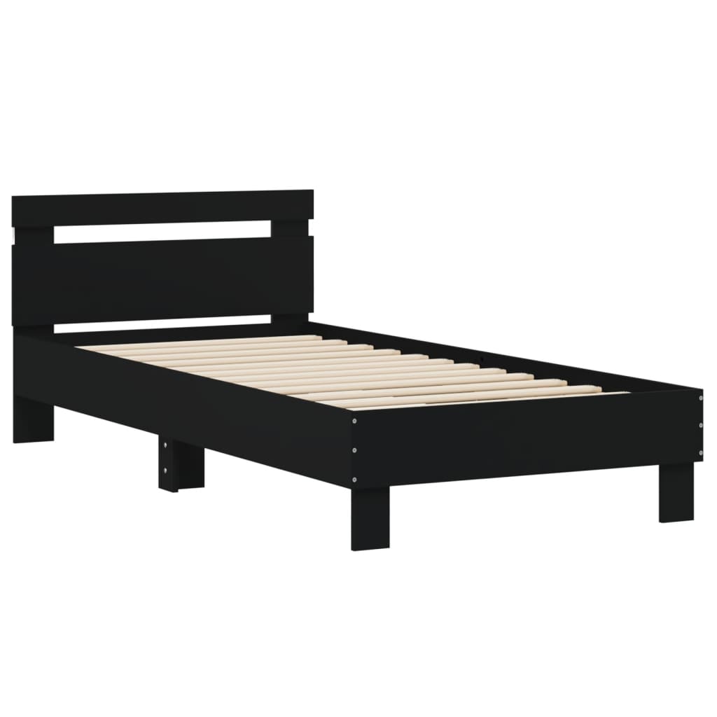Bed Frame without Mattress with LED Lights Black 90x200 cm