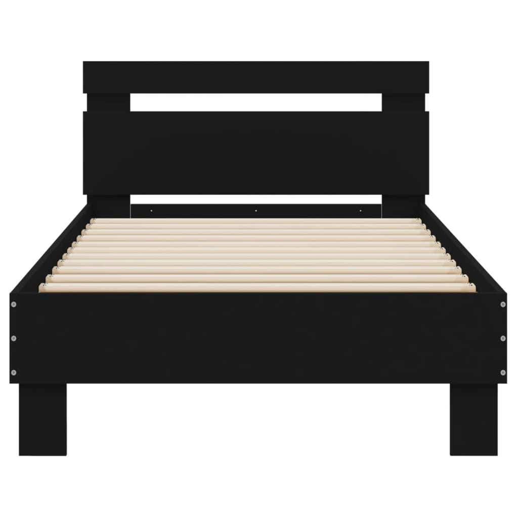 Bed Frame without Mattress with LED Lights Black 90x200 cm
