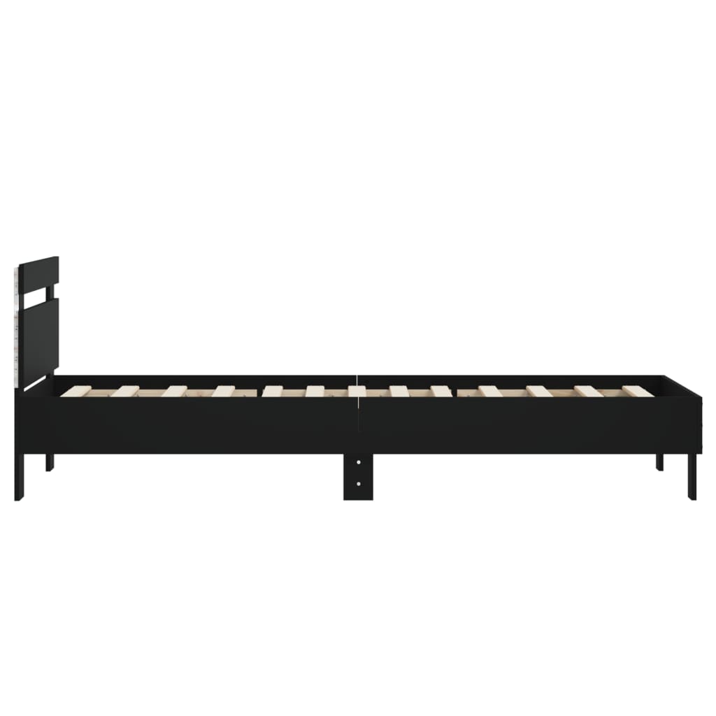 Bed Frame without Mattress with LED Lights Black 90x200 cm