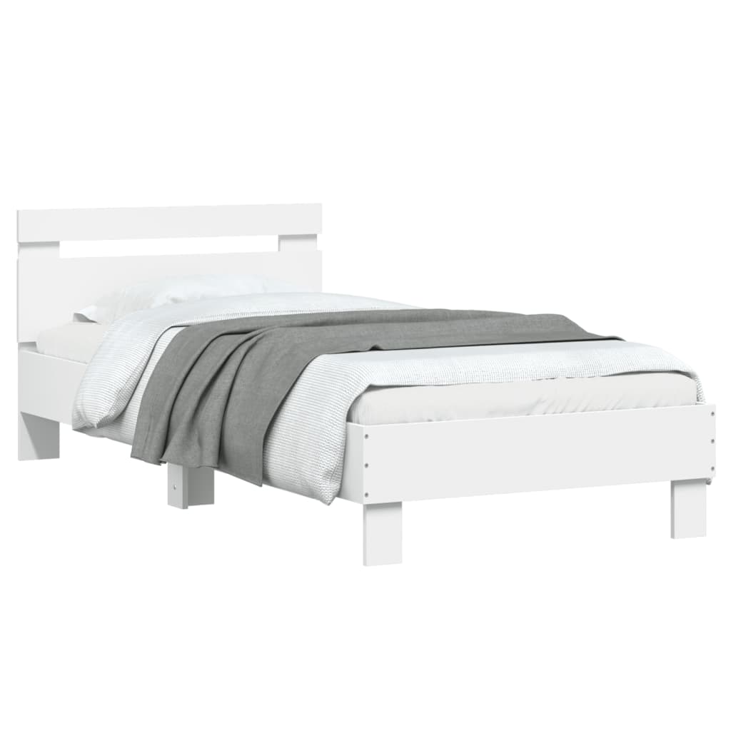 Bed Frame without Mattress with LED Lights White 90x190 cm Single
