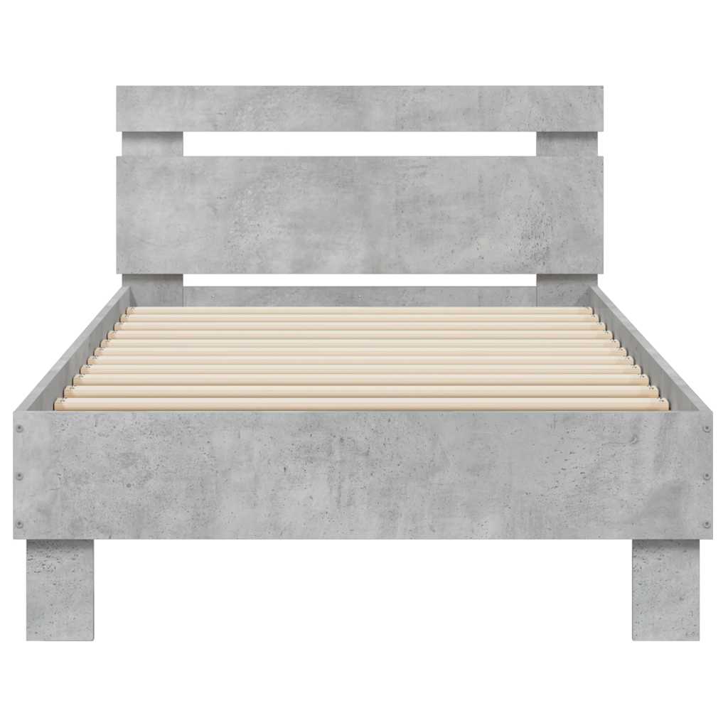 Bed Frame without Mattress with LED Lights Concrete Grey 90x190 cm Single