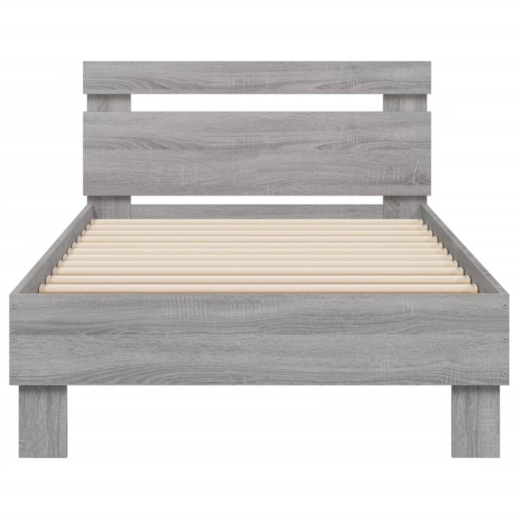 Bed Frame without Mattress with LED Lights Grey Sonoma 90x190 cm Single