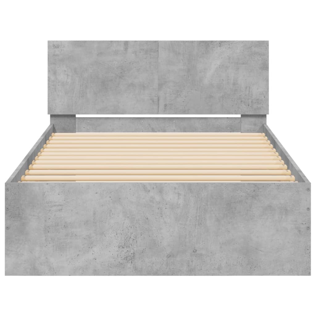 Bed Frame without Mattress with LED Lights Concrete Grey 100x200 cm