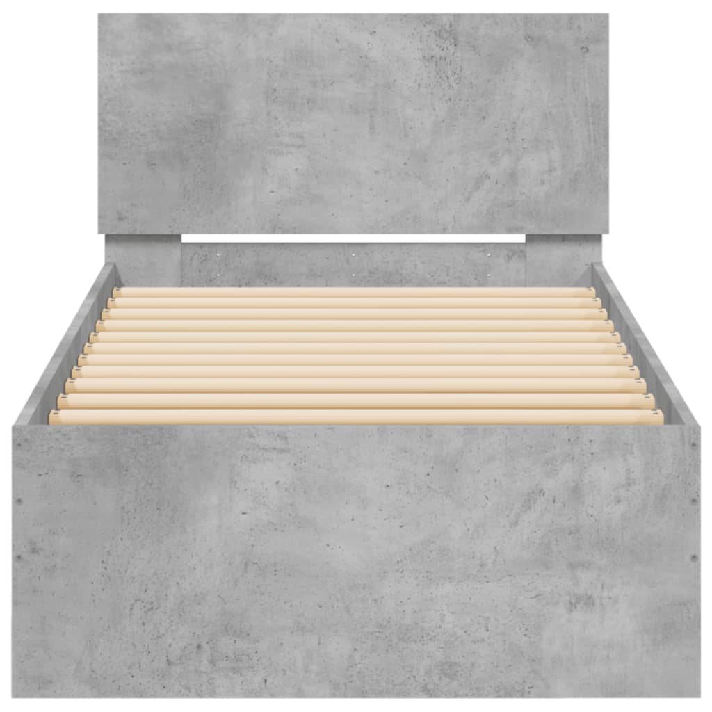 Bed Frame without Mattress with LED Lights Concrete Grey 90x200 cm