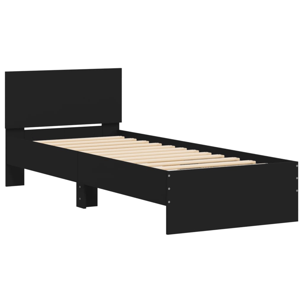 Bed Frame without Mattress with LED Lights Black 75x190 cm Small Single
