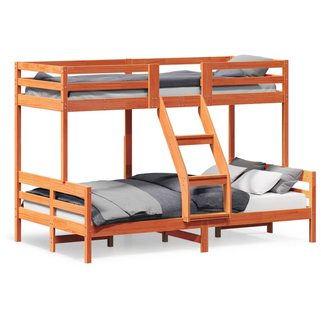 Bunk Bed without Mattress 80x200/120x200 cm Wax Brown Solid Wood