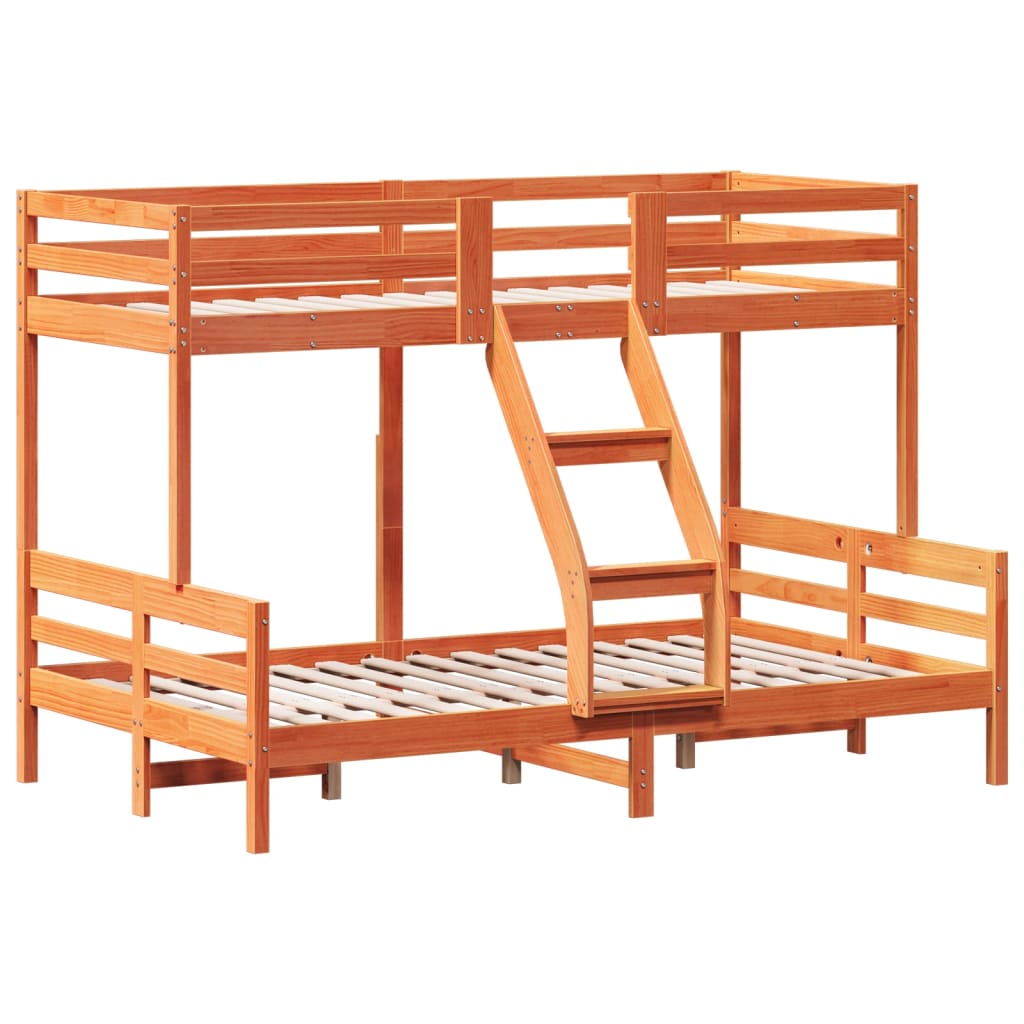 Bunk Bed without Mattress 80x200/120x200 cm Wax Brown Solid Wood