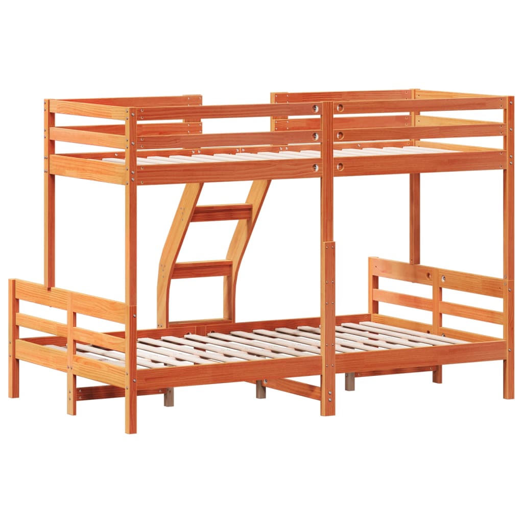 Bunk Bed without Mattress 80x200/120x200 cm Wax Brown Solid Wood