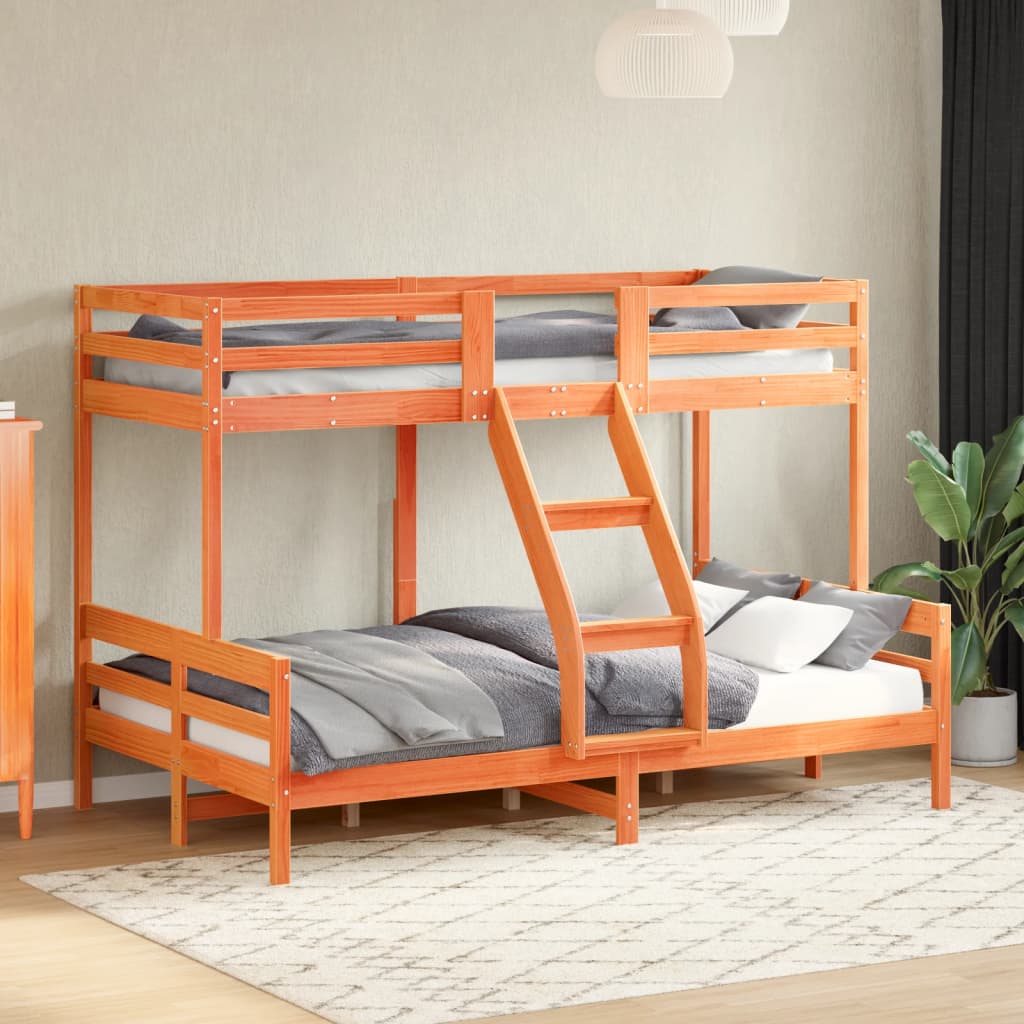 Bunk Bed without Mattress 80x200/120x200 cm Wax Brown Solid Wood