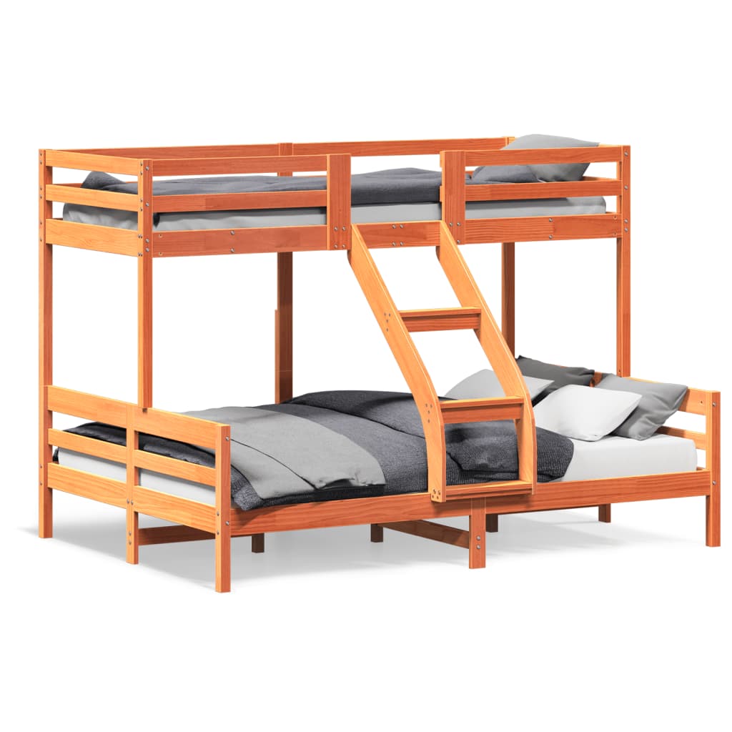 Bunk Bed without Mattress 80x200/140x200 cm Wax Brown Solid Wood