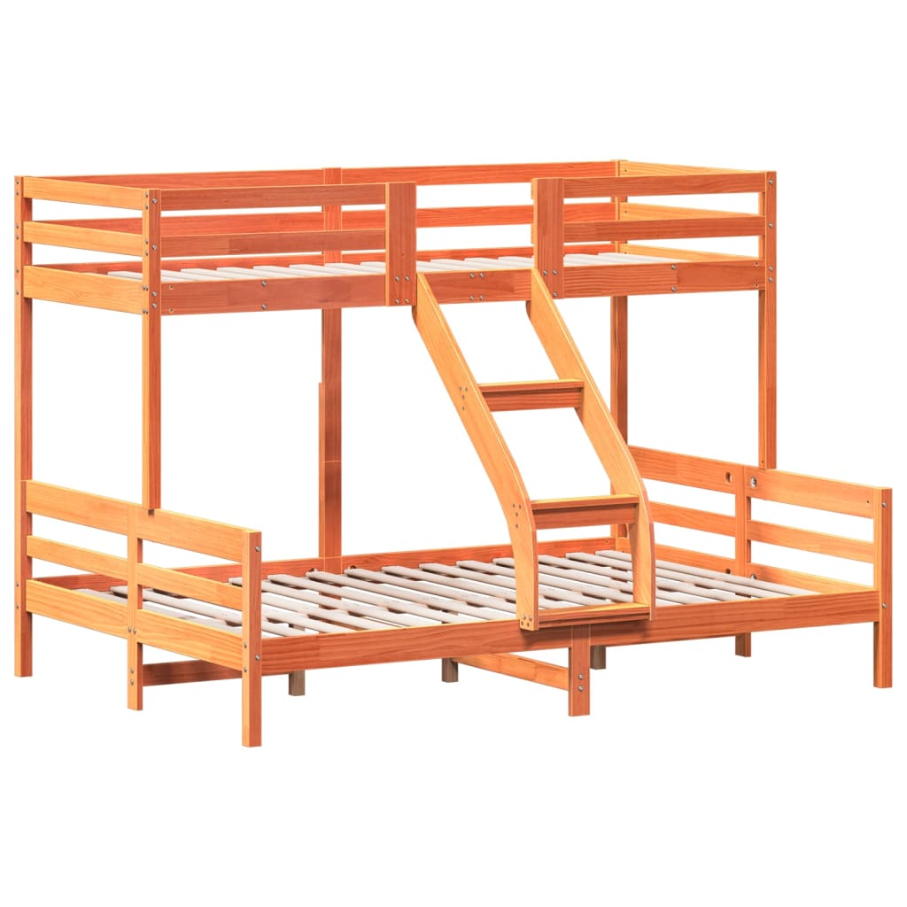Bunk Bed without Mattress 90x200/140x200 cm Wax Brown Solid Wood