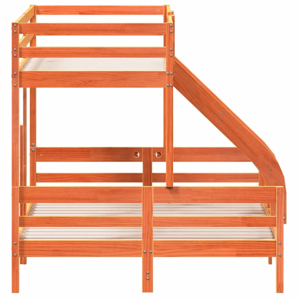 Bunk Bed without Mattress 90x200/140x200 cm Wax Brown Solid Wood