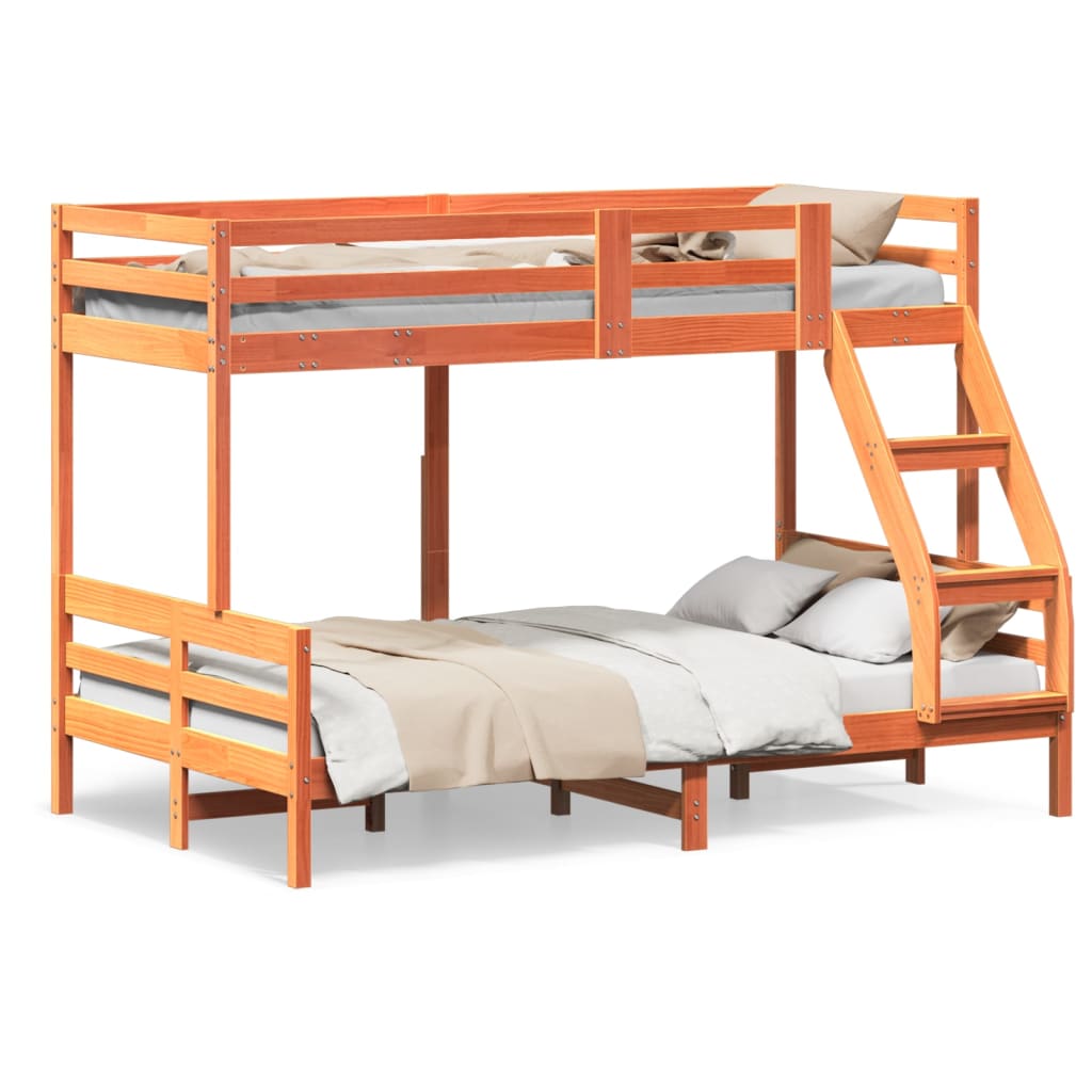 Bunk Bed without Mattress 80x200/120x200 cm Wax Brown Solid Wood