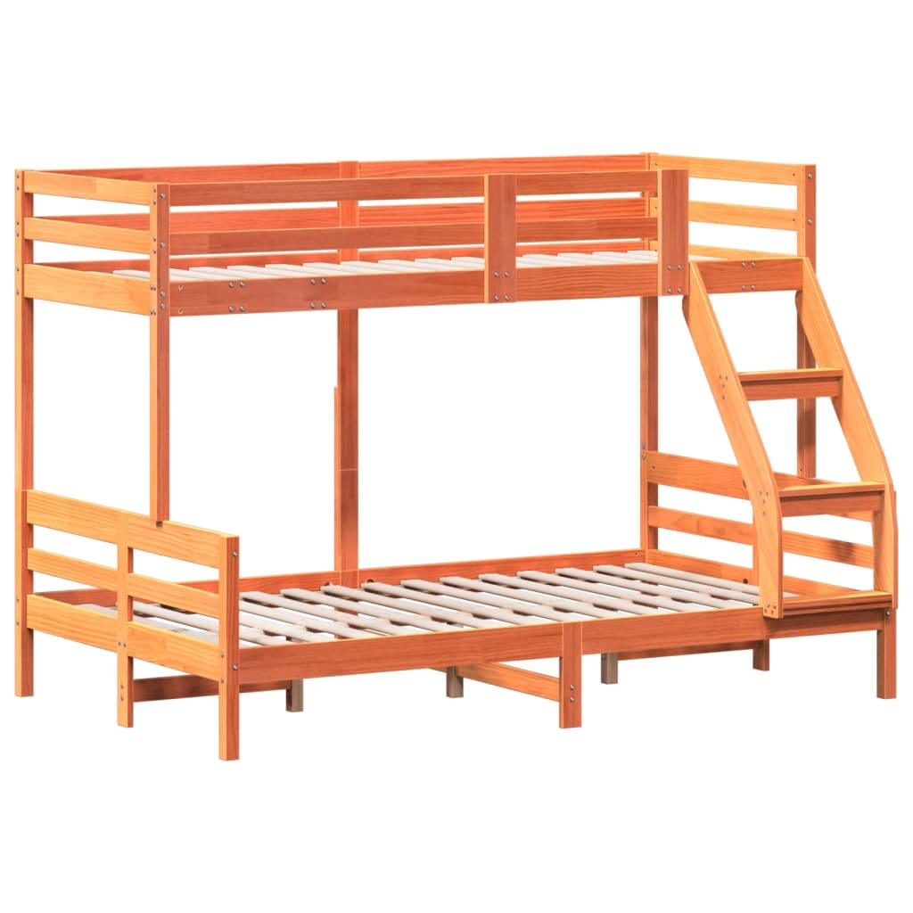 Bunk Bed without Mattress 80x200/120x200 cm Wax Brown Solid Wood