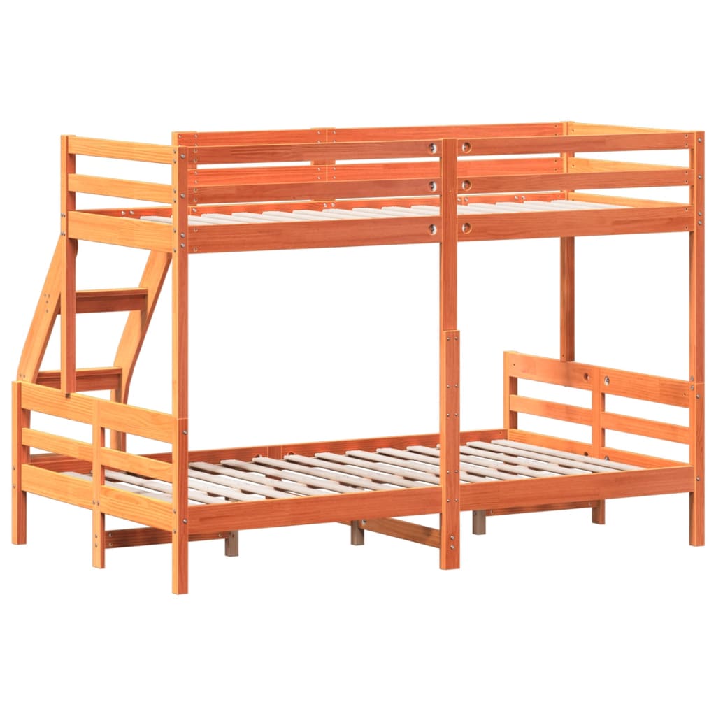 Bunk Bed without Mattress 80x200/120x200 cm Wax Brown Solid Wood