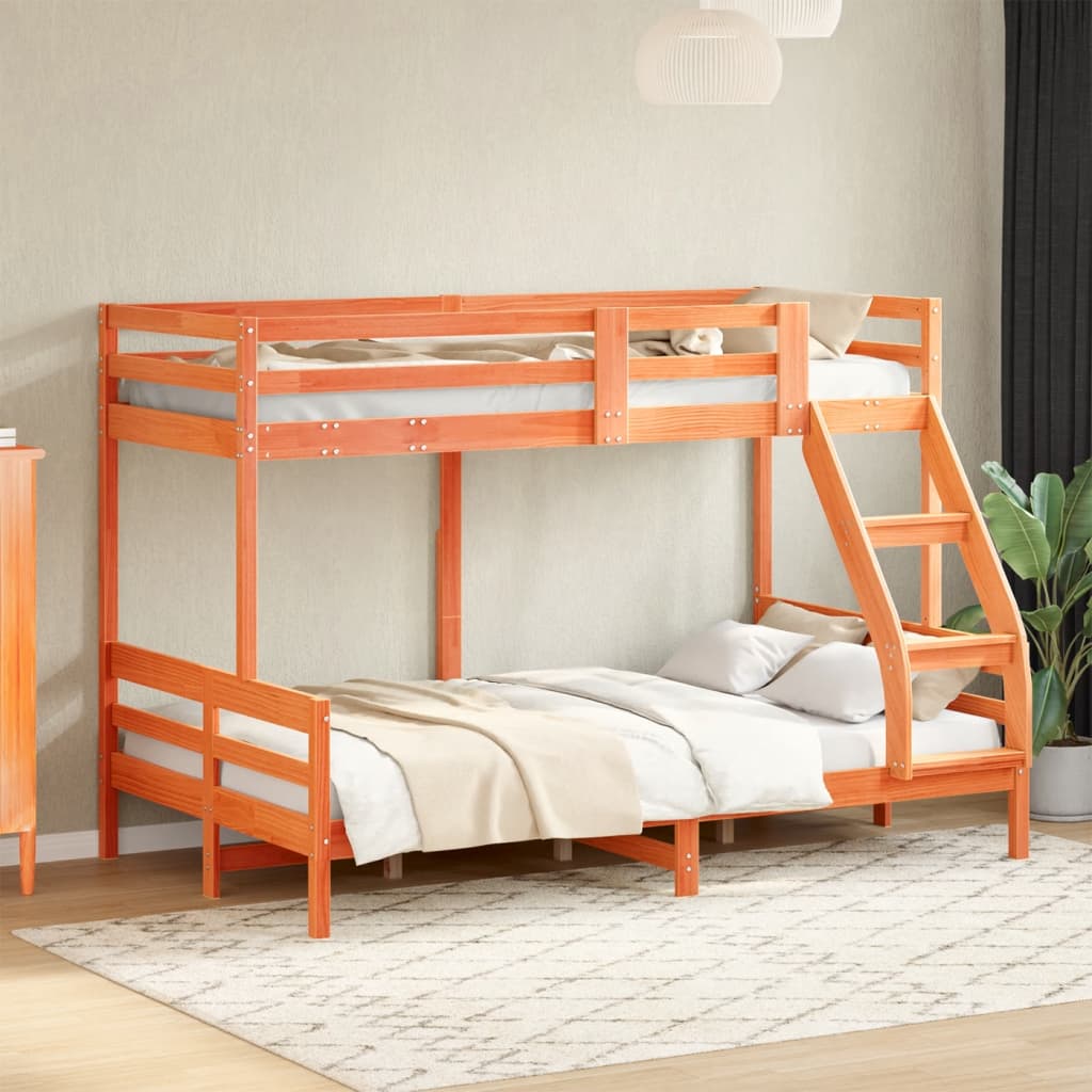 Bunk Bed without Mattress 80x200/120x200 cm Wax Brown Solid Wood