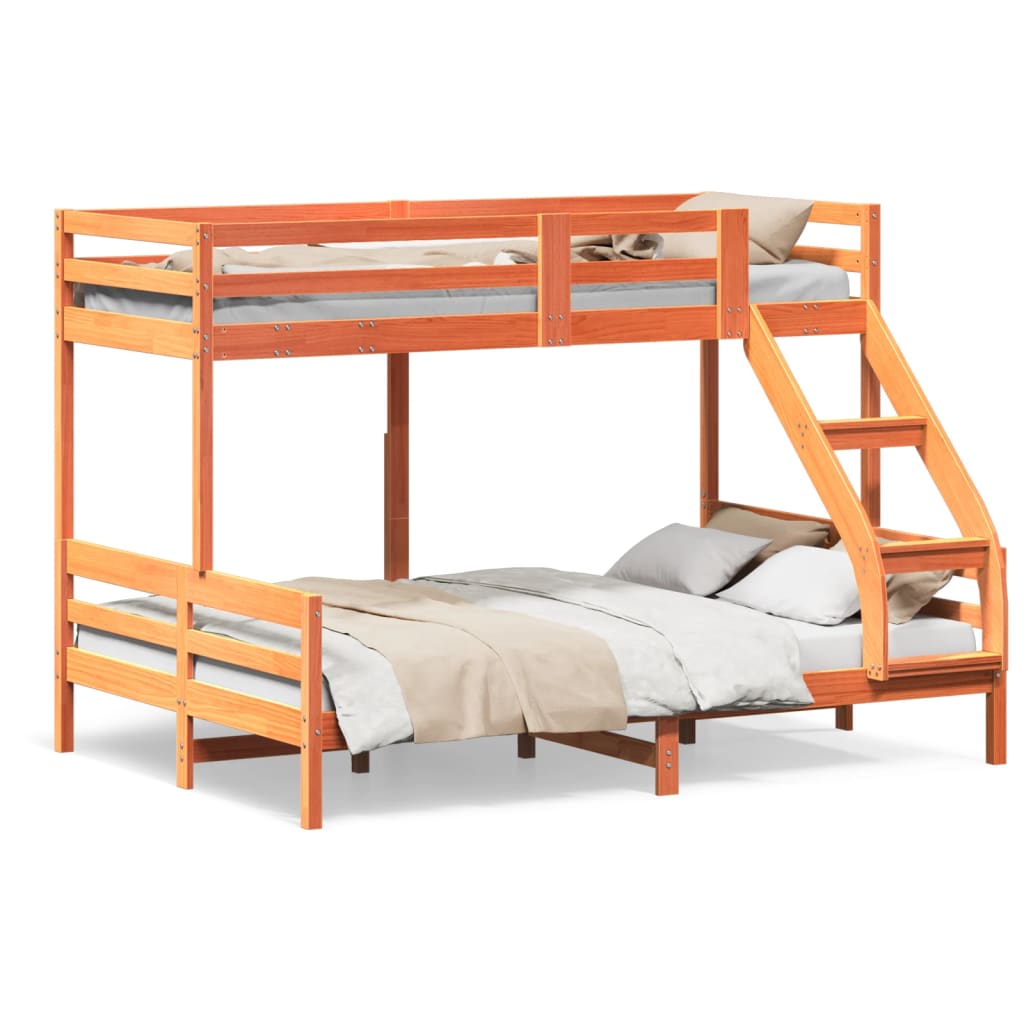 Bunk Bed without Mattress 80x200/140x200 cm Wax Brown Solid Wood