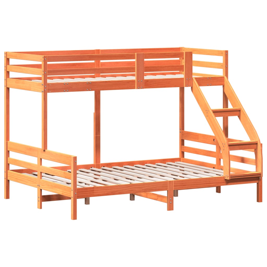 Bunk Bed without Mattress 80x200/140x200 cm Wax Brown Solid Wood