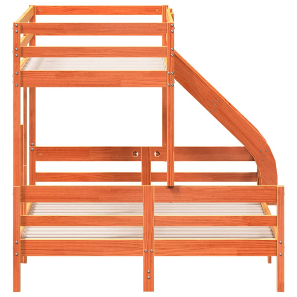 Bunk Bed without Mattress 80x200/140x200 cm Wax Brown Solid Wood
