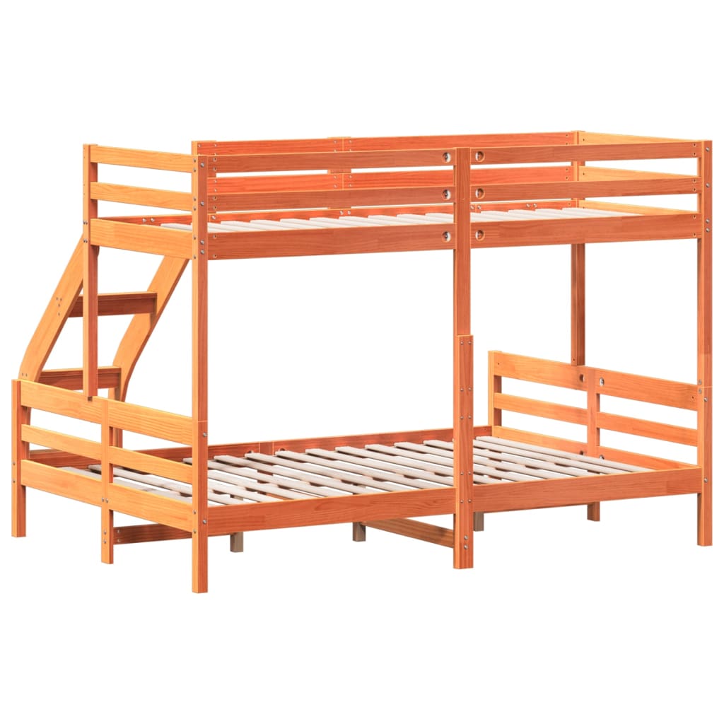 Bunk Bed without Mattress 80x200/140x200 cm Wax Brown Solid Wood