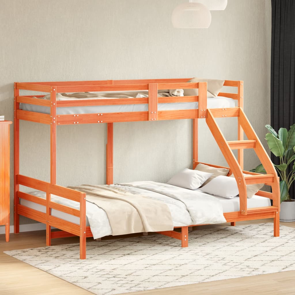 Bunk Bed without Mattress 80x200/140x200 cm Wax Brown Solid Wood