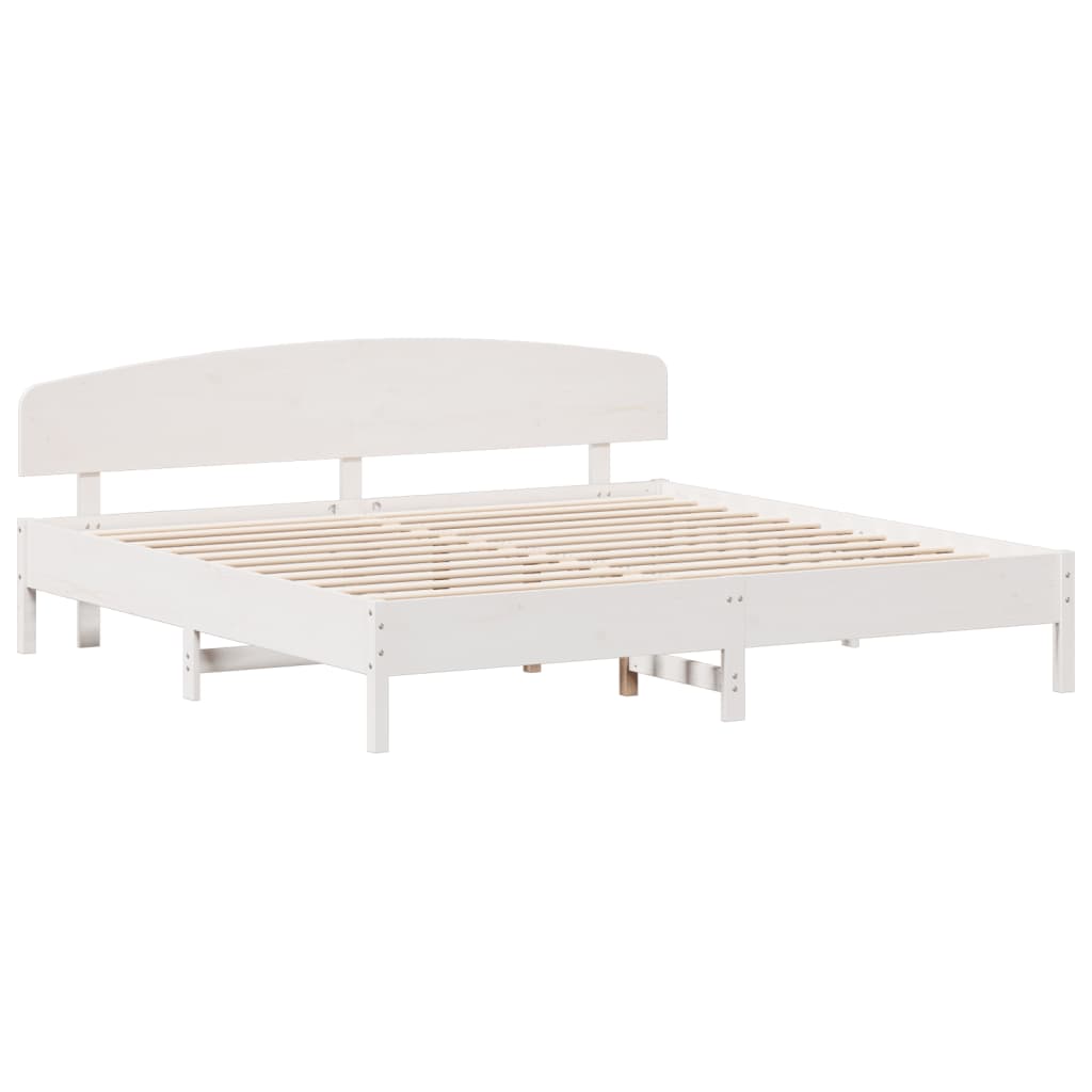 Bed Frame without Mattress White 200x200 cm Solid Wood Pine