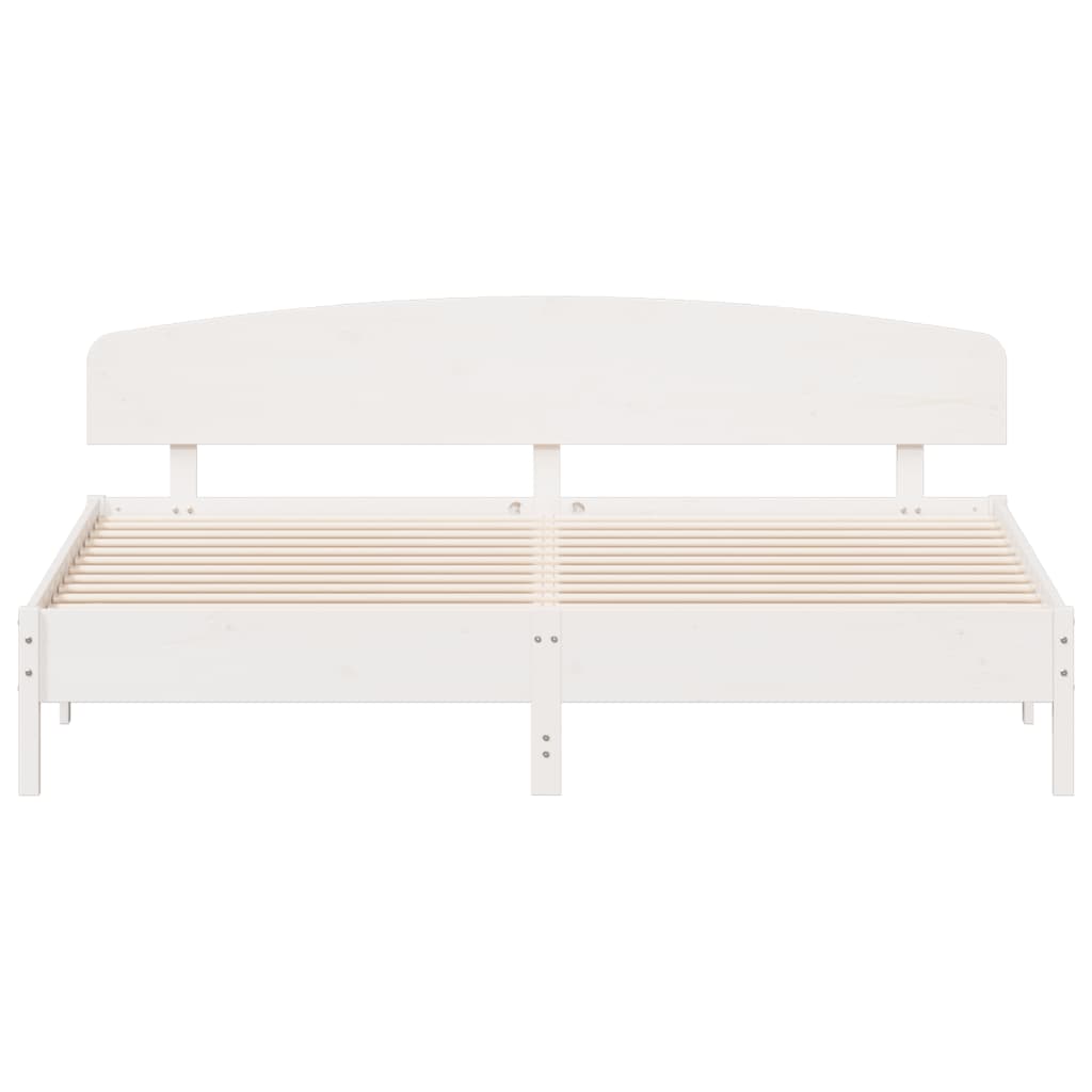 Bed Frame without Mattress White 200x200 cm Solid Wood Pine