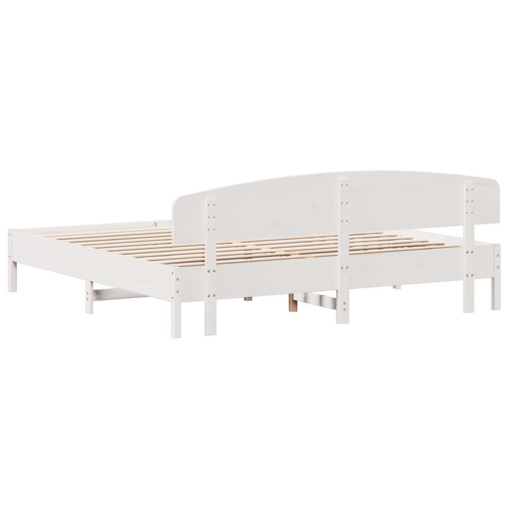 Bed Frame without Mattress White 200x200 cm Solid Wood Pine