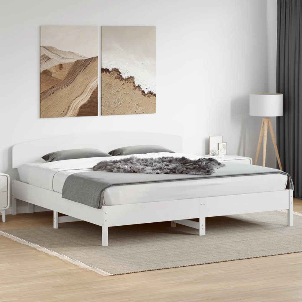 Bed Frame without Mattress White 200x200 cm Solid Wood Pine