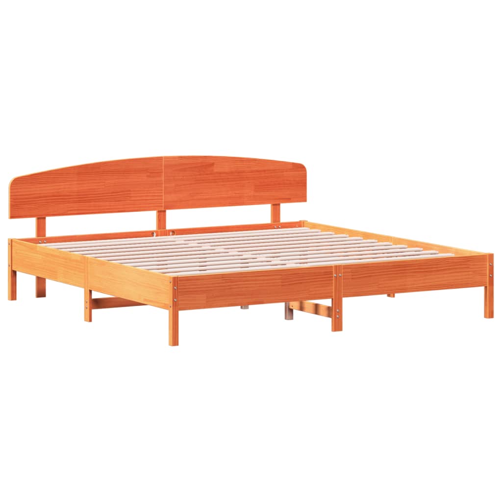 Bed Frame without Mattress Wax Brown 200x200 cm Solid Wood Pine