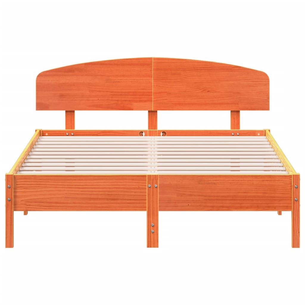 Bed Frame without Mattress Wax Brown 160x200 cm Solid Wood Pine