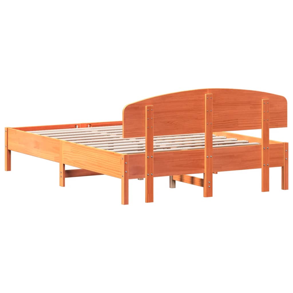Bed Frame without Mattress Wax Brown 160x200 cm Solid Wood Pine