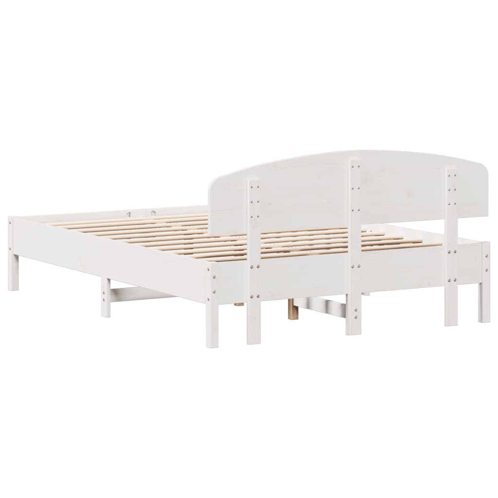 Bed Frame without Mattress White 150x200 cm King Size Solid Wood Pine
