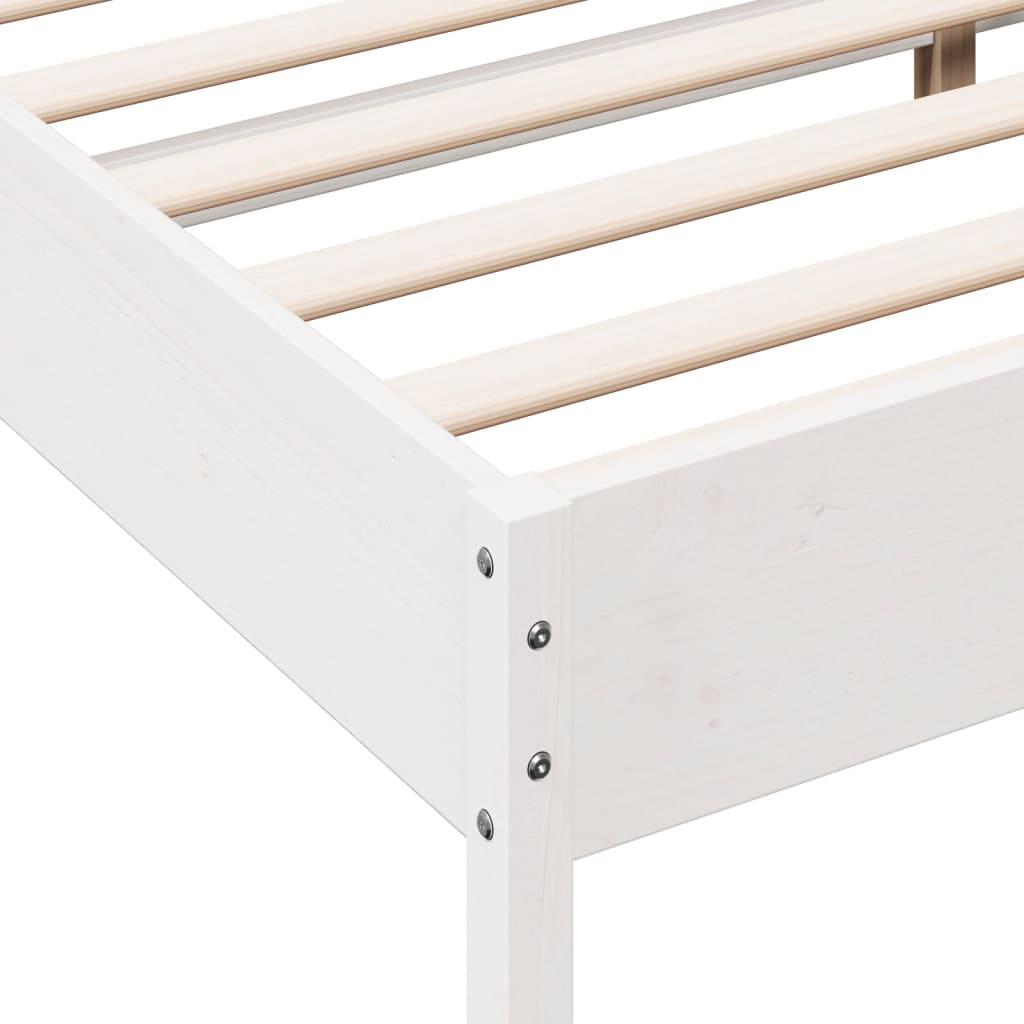 Bed Frame without Mattress White 150x200 cm King Size Solid Wood Pine