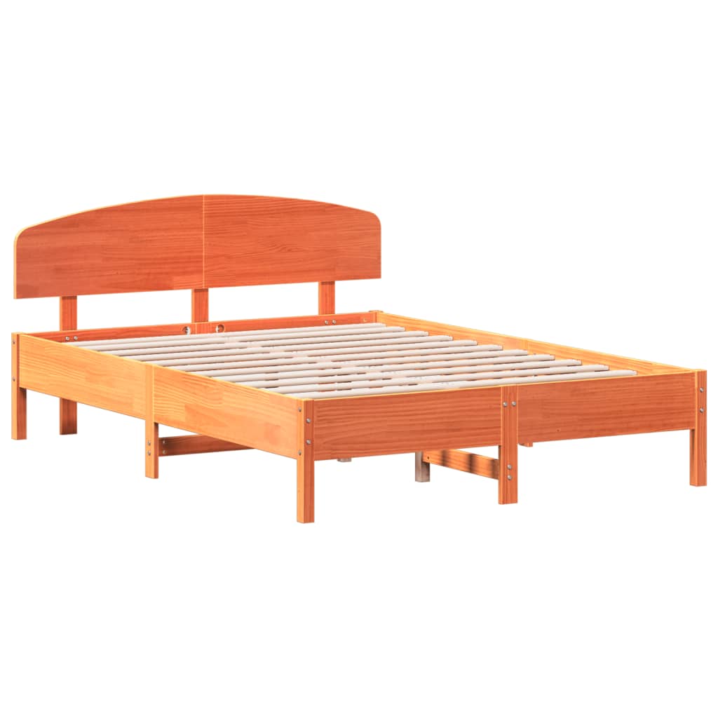 Bed Frame without Mattress Wax Brown 140x200 cm Solid Wood Pine