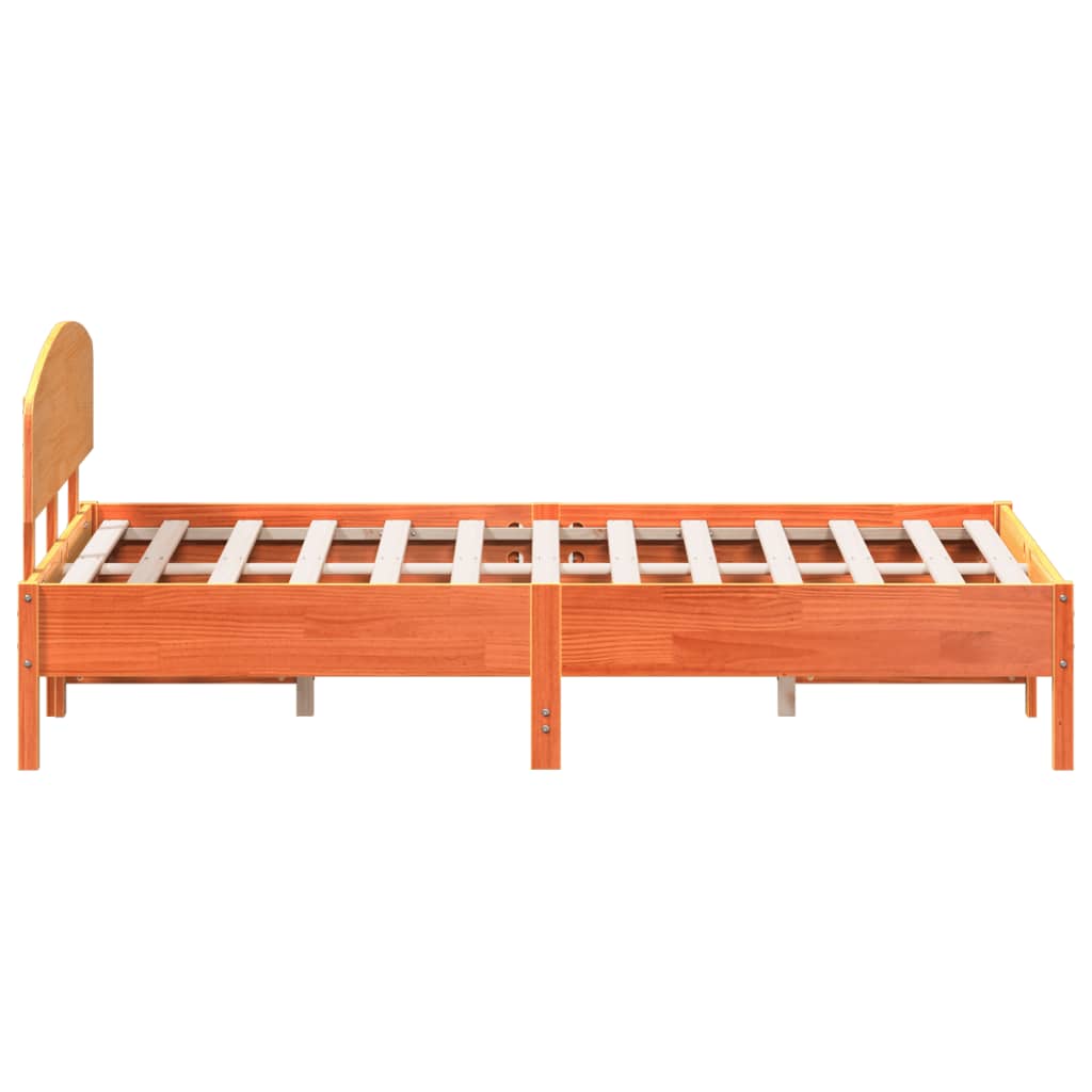 Bed Frame without Mattress Wax Brown 140x200 cm Solid Wood Pine